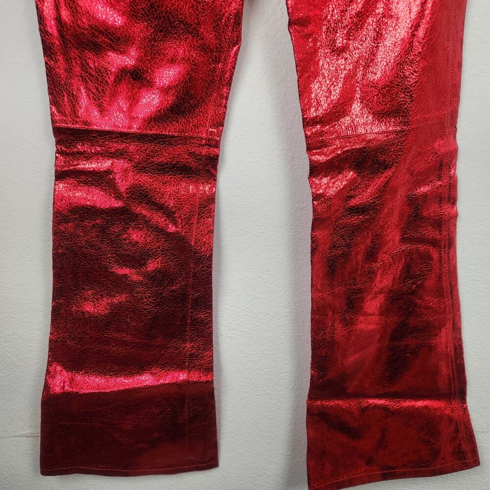 Retrofete Lynx Leather Pant in Metallic Red Size Large NWT Flare - Picture 9 of 12